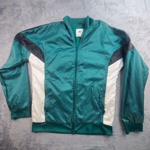VTG Adidas 3 Stripe Lightweight Zip Up Jacket Size S Green Black & White